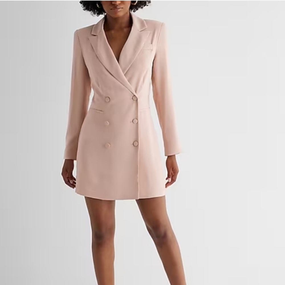 😁Express Blush Pink Fitted Blazer Suit Dress Size Medium